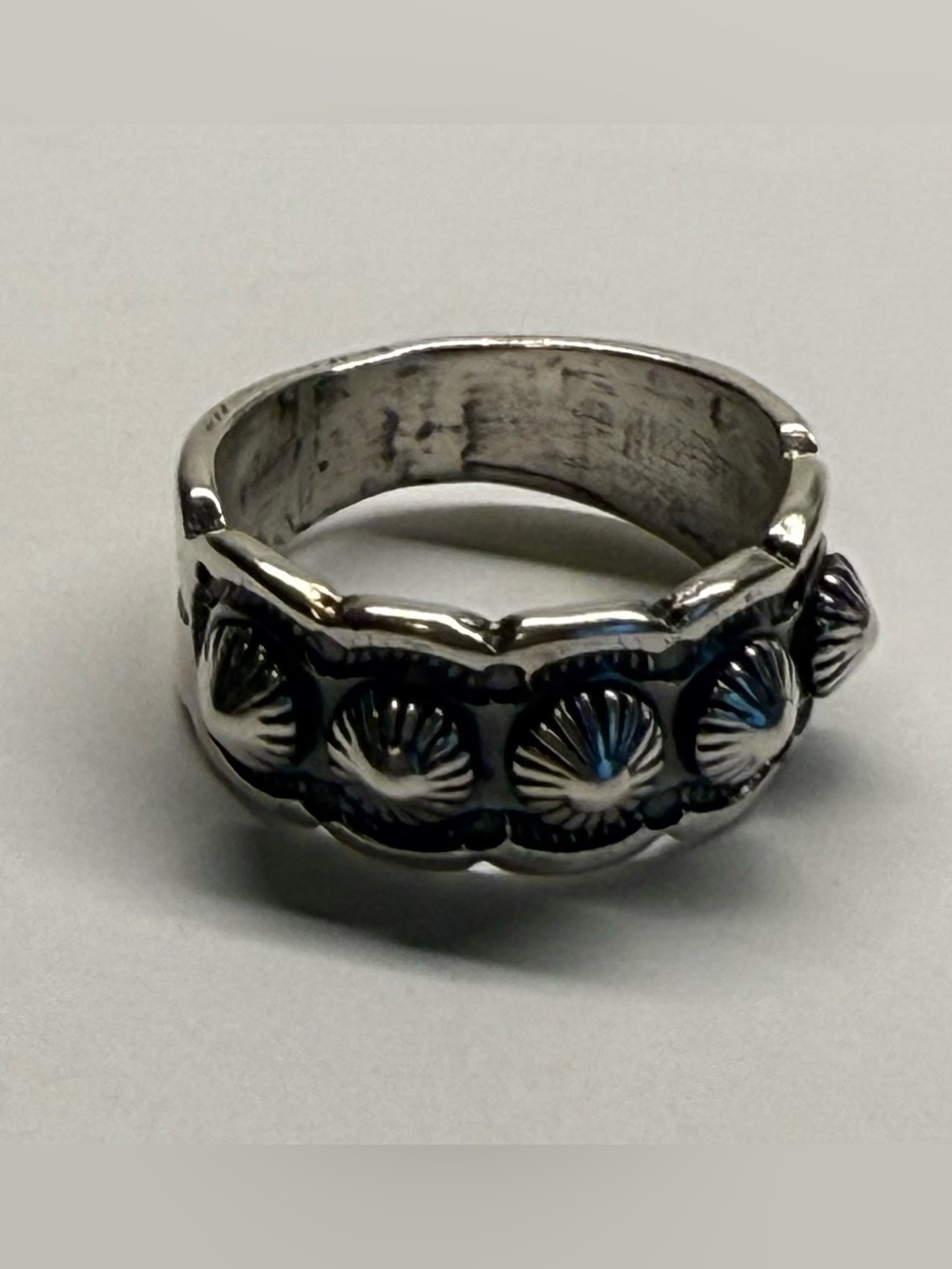 Sterling Silver Concho Wide Band Statement Ring Size 8